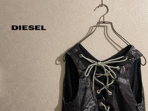 ◯ DIESEL タトゥー アート ノースリーブ ワンピース / ディーゼル レースアップ ハート ダガー イーグル ブラック 黒 Ladies #Sirchive