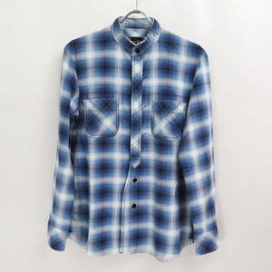 2008 NUMBER NINE BLUE PLAID FLANNEL SHIRT ARCHIVE ナンバーナイン ブルー チェックフランネル シャツ ネルシャツ FW08 08AW