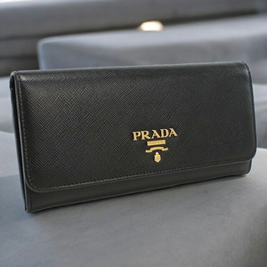 中古 プラダ 長財布ニ折小銭入付き レディース ブランド PRADA サフィアーノレザー財布 レザー 1MH132 QWA F0002 ブラック 財布