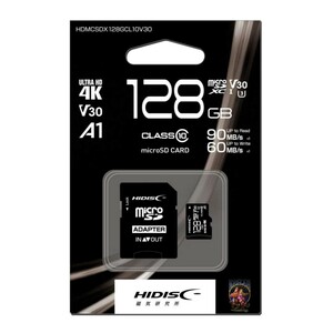 microSDXC128GBメモリーカード（HI-DISC）HDMCSDX128GCL10V30【1円スタート出品・新品・送料無料】