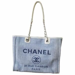 CHANEL シャネル ドーヴィル チェーントートバッグ　キャンパストートバッグ