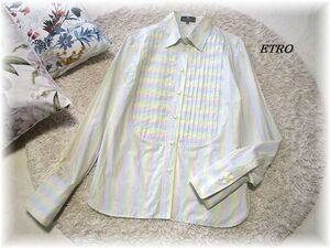 送料無料*エトロ/ETRO*パステル調レインボーカラー長袖シャツ/ブラウス/コットン素材/イタリア製/40