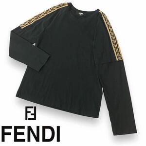 p26 FENDI フェンディ 2019 ズッカ サイドライン 長袖 ロンT カットソー トップス XS コットン100% メンズ FAF573 AAY8 正規品