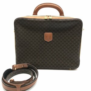 良品 CELINE セリーヌ マカダム 2WAY トランク ハンド ショルダー バッグ 旅行 鞄 ブラウン a1850