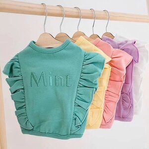 ★SALE 500円スタート★ 【XLサイズ】 フリル 犬服 ドッグウェア Tシャツ ミント グリーン Frilled Cotton Candy Shirt