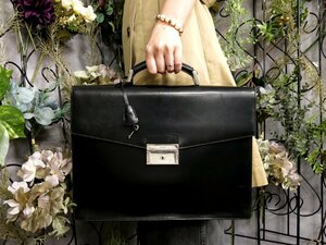 ●超美品●PRADA プラダ●メンズ●カーフ レザー 本革●ビジネス バッグ●黒●シルバー金具●イタリア製●A4 収納 書類 かばん●Js51434