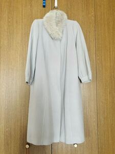 ロングコート ウール 90 (カシミヤ入り)毛皮ブルーフオックス・