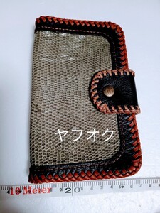 本革かがり縫いリザード手帳ケース　トカゲ革　ハンドメイド