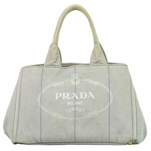 本物 プラダ PRADA カナパ トートバッグ ハンドバッグ キャンバス グレー