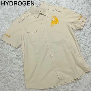 【美品】HYDROGEN ハイドロゲン 半袖シャツ ワークシャツ Lサイズ 刺繍