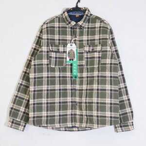 新品！TAILOR VINTAGE チェック柄シャツジャケット XLサイズ 裏地中綿入りキルティング メンズ カーキ×ブラウン系★853h14