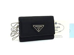 1円 PRADA プラダ M222 テスートナイロン 6連 キーケース 鍵入れ メンズ レディース ブラック系 BI8433