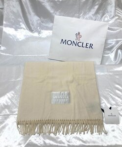 キングラム[01]MONCLER モンクレール 羊毛 マフラー スカーフ ホワイトカラー 美品【送料無料】J249