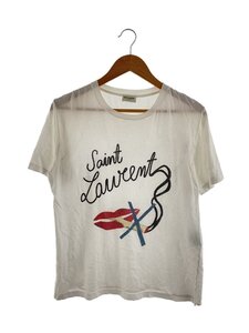 SAINT LAURENT◆No Smoking teeTシャツ/XS/コットン/WHT/482444