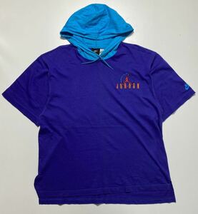 【M】90s NIKE AIR JORDAN Hooded S/S Tee 90年代 ナイキ エア ジョーダン フード付き 半袖Tシャツ 刺繍ロゴ G1059