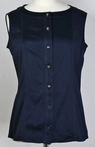 90S VINTAGE CHANEL coco button sleeveless cotton jersey shirt シャネル ココマークボタン コットンジャージ ノースリーブ シャツ b8576