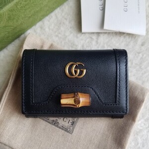 新品 GUCCI グッチ バンブー付 ミディアム ウォレット 3つ折り財布 ブラック 658633 17Q0T 1000