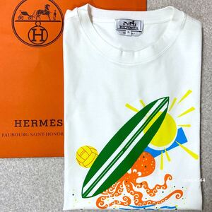 完全正規品 23ss 未使用同様 XL Hermes エルメス 半袖 プールウォッチ クルーネック Tシャツ コットン100% 白 ホワイト　