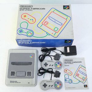 動作品 箱説付き SFC スーパーファミコン SHVC-001 中期 本体 ＋コントローラー2個 + ACアダプタ★964v06