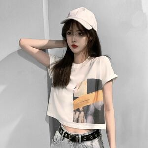 トレンド Tシャツ ストリートカルチャー アースカラー　ホワイト　○