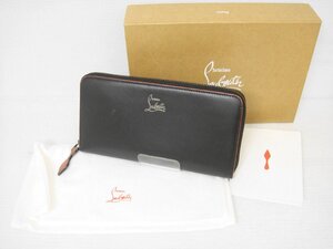 A307T 【本物保証】 クリスチャン ルブタン ラウンドファスナー 長財布 黒/赤 PANETTONE WALLET CALF CM4H 1145054