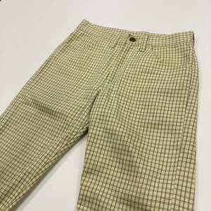 60s 70s Leens Lee PREST USA製 チェック イエロー スラックス VINTAGE W29程度 リーンズ リープレスト ポリパンツ ビンテージ ★ 1364