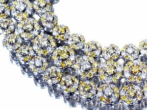 1円～【ジュエリー極】超極上品！極上天然イエロー＆クリアダイヤモンド8.65ct 超高級K18WGフルエタニティネックレス h6546krl【送料無料】