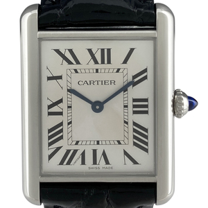 カルティエ CARTIER マストタンク LM WSTA0041 腕時計 SS レザー クォーツ シルバー メンズ 【中古】