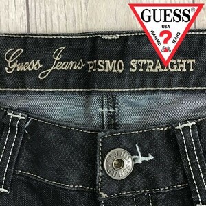 ★アメリカ直輸入!!★正規品★【良品★GUESS ゲス】PISMO STRAIGHT 2色ステッチ ダメージ加工 ジーンズ[30]リバイバル レトロ K-924