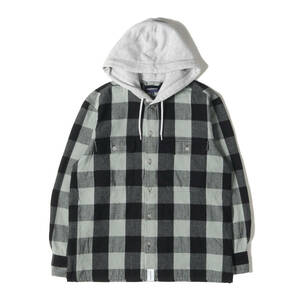 DESCENDANT ディセンダント フード付き バッファローチェック フランネルシャツ SPICOLI HOODED LS SHIRT ブラック グレー 2