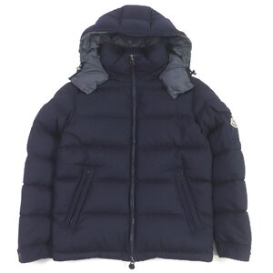 極美品□MONCLER モンクレール MONTGENEVRE モンジュネーブル ウール ロゴワッペン ダウンジャケット ネイビー 0 国内正規品 メンズ