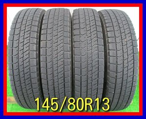 ■中古タイヤ■ 145/80R13 75Q BRIDGESTONE BLIZZAK VRX2 N-BOX タント ムーブ等 冬タイヤ スタッドレス 激安　送料無料 B547