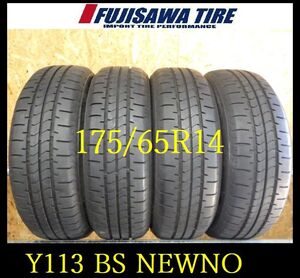 【Y113】T7111074 送料無料◆2023/2022年製造 約7.5部山 ◆BS NEWNO◆175/65R14◆4本