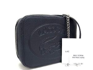 ■新品■未使用■ LACOSTE ラコステ レザー チェーン クロスボディ ショルダーバッグ レディース ネイビー系 AU0636