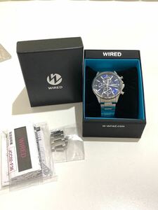 ◎SEIKO 腕時計　セイコー WIRED ワイアード クオーツ VD57-KND0 ディープブルー　稼働品 クロノグラフ 箱付　イ16-7