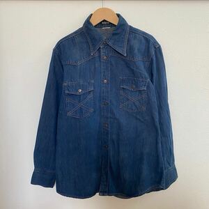 70s 希少 BIG YANK ビッグヤンク 濃紺 デニム シャツ GRIPPER グリッパー スナップボタン バッテン ステッチ 古着 Shirt ベルベルジン