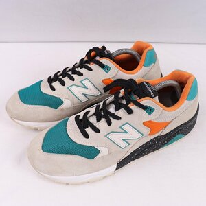 580 ニューバランス 27.5cm/new balance 緑 グリーン 灰 グレー 白 ホワイト オレンジ 黒 ブラック 中古 古着 メンズスニーカー yy3308