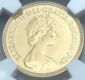 最高鑑定 1983年 イギリス ヤングエリザベス NGC PF70 ULTRA CAMEO ハーフソブリン金貨 同グレード鑑定44枚 英国 アンティークコイン