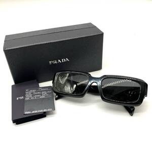 1円 美品 PRADA プラダ シンボルサングラス ブラック スクエア SPR 27Z-F 55□19 16K-08Z