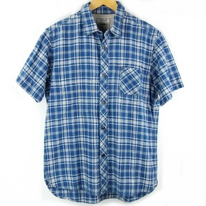 ■SCHOTT BROS ショット ブロス PERFECTO / 3155027 / 上野商会 / メンズ / コットン × リネン インディゴ チェック ワークシャツ size M