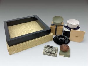 茶道具まとめ/茶碗/炉縁/釜環/煎茶茶托/天目台 中古品 ACB