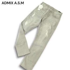 【新品 未使用】 ADMIX A.S.M アトリエサブ メン リペア＆USED加工★ ストレッチ デニム パンツ ジーンズ Sz.50　メンズ　A4B04029_8#R