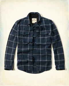 * 新品 ホリスター シャツジャケット Hollister textured flannel shirt HCO M / Navy *