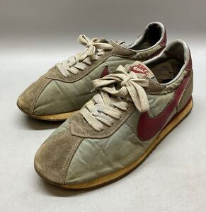 ジャンク NIKE ナイキ 縦ナイキ VINTAGE ワッフル ナイロン レザー切替 ローカットスニーカー レッド 26cm