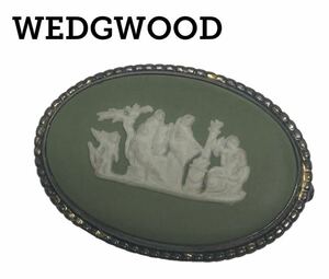 【即日発送】WEDGWOOD ジャスパー グリーン ゴールド ブローチ 金 ウエッジウッド ｋ18 コサージュ ヴィンテージ