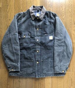 USA製◆カーハート◆ブラック　黒フェード◆カバーオール ◆チョアコート◆ジャケット ◆ワーク ◆アメリカ製◆carhartt ダック　古着