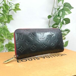 y308 1円 LOUIS VUITTON ルイヴィトン 長財布 ラウンドファスナー ヴェルニ ジッピーウォレット シリアルCA2088男女兼用 ブラック