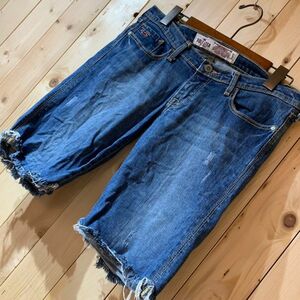 [KWT2663] HOLLISTER ダメージハーフジーンズ レディース ネイビー ３ コン