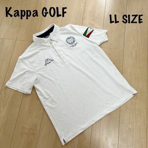 Kappa GOLF ITALIA カッパゴルフ　イタリア　ゴルフウェア　半袖　ボタンダウンシャツ　ホワイト 白　メンズ　LL 吸水速乾 ゴルフシャツ