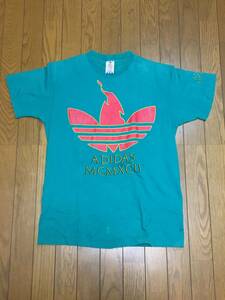 レア ビンテージ USA製 90s adidas アディダス Tシャツ M トレフォイルロゴ 聖火 オリンピック 緑x赤 ヴィンテージ vintage オールド90年代